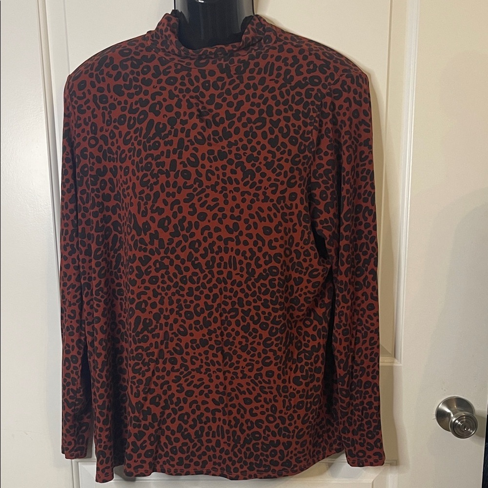 Ava & Viv Red and Black Leopard Print Blouse